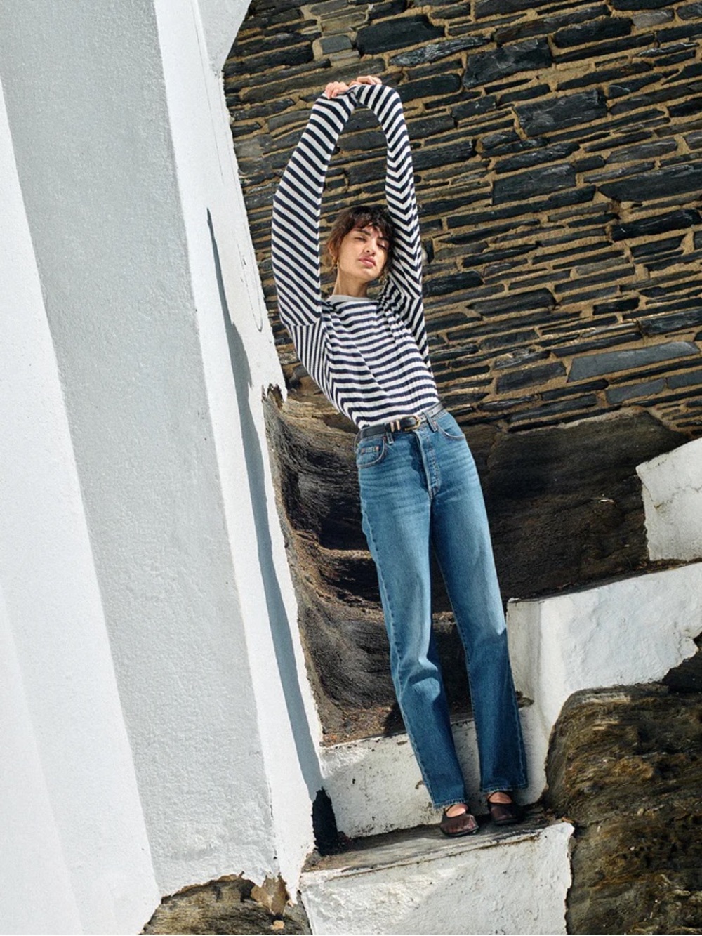 Evereve Nation LTD Thermal Waffle Striped Long Sleeve Top - Picture 2 of 8